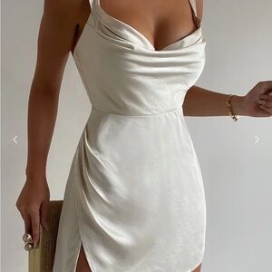 Elegant White Satin Dress